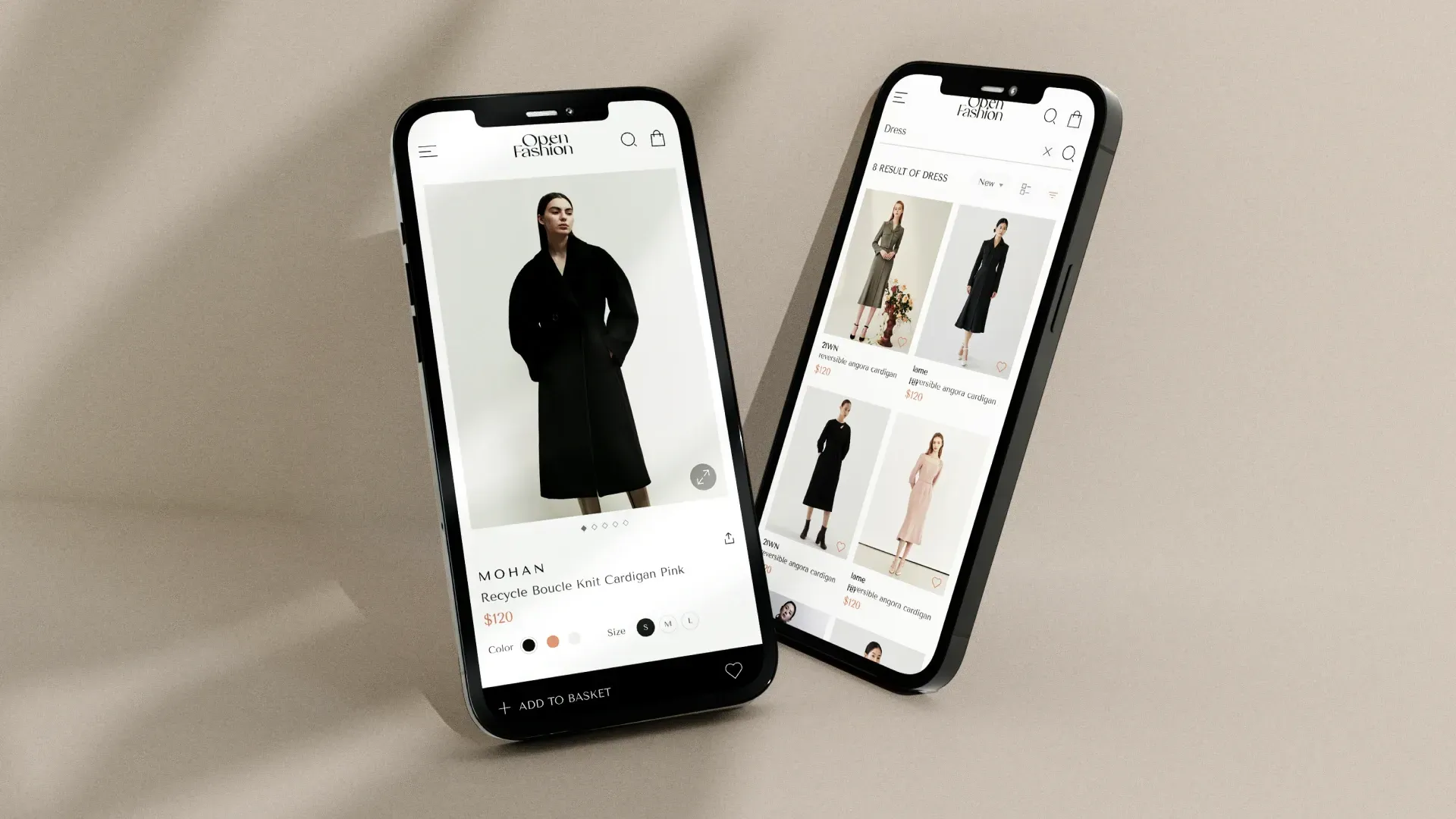 Interface de boutique mode